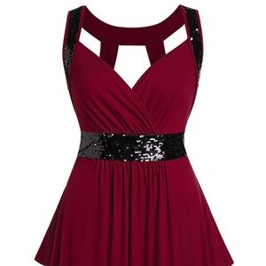 Glitter sweetheart collar cut out tank top